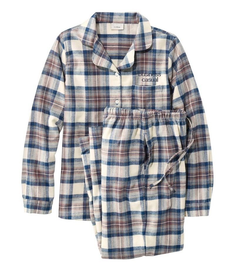 Grey Women's LL Bean Embroidered Scotch Plaid Flannel Pajamas Sleepwear | Philippines WF5842901